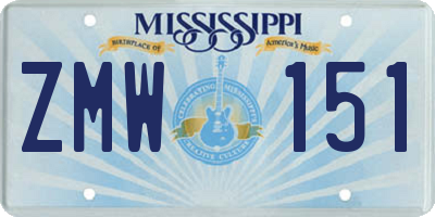 MS license plate ZMW151