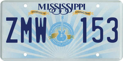 MS license plate ZMW153