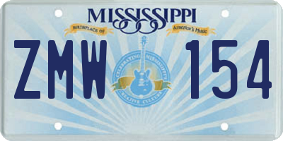 MS license plate ZMW154