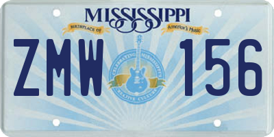 MS license plate ZMW156