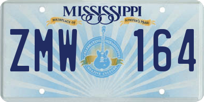MS license plate ZMW164