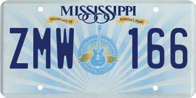 MS license plate ZMW166