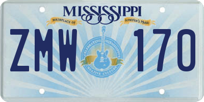 MS license plate ZMW170