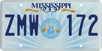 MS license plate ZMW172