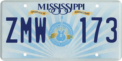 MS license plate ZMW173