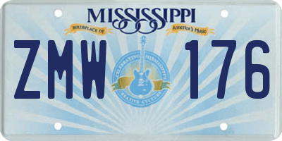 MS license plate ZMW176