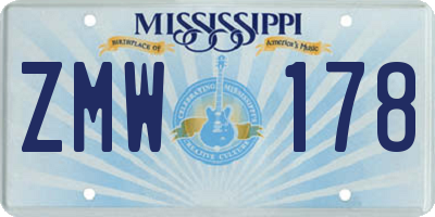 MS license plate ZMW178