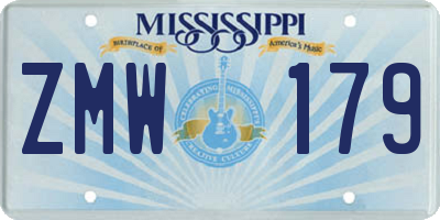 MS license plate ZMW179