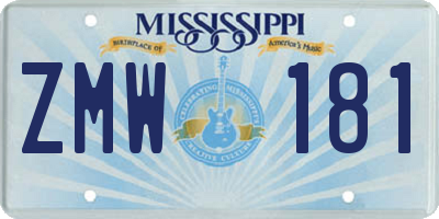 MS license plate ZMW181