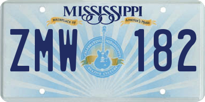 MS license plate ZMW182