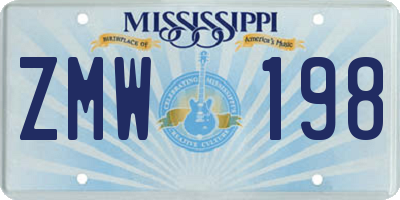 MS license plate ZMW198
