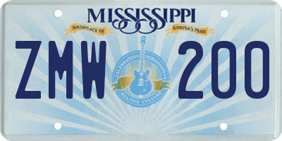 MS license plate ZMW200