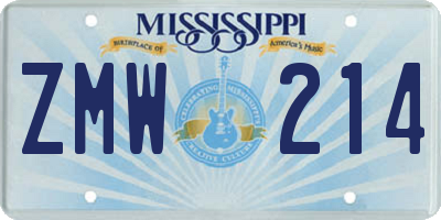 MS license plate ZMW214
