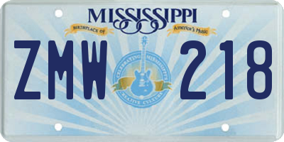 MS license plate ZMW218