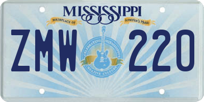 MS license plate ZMW220