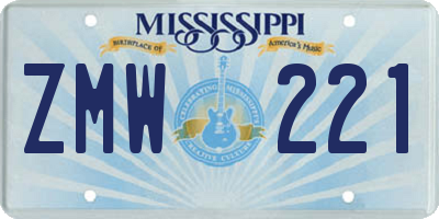 MS license plate ZMW221