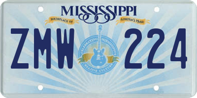 MS license plate ZMW224