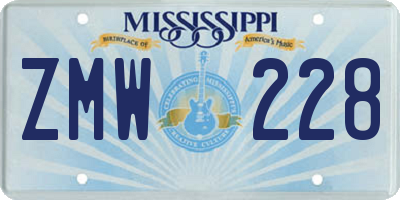 MS license plate ZMW228