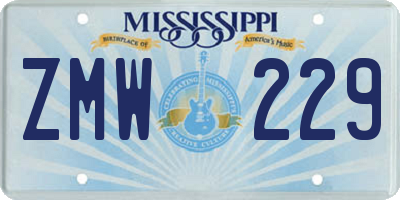MS license plate ZMW229