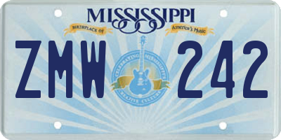 MS license plate ZMW242