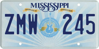 MS license plate ZMW245