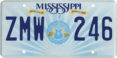 MS license plate ZMW246