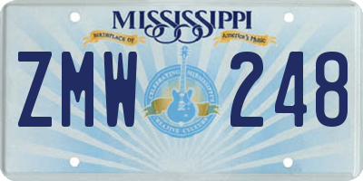 MS license plate ZMW248