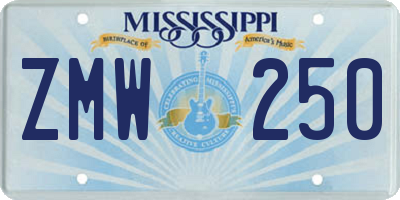 MS license plate ZMW250