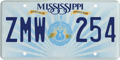 MS license plate ZMW254
