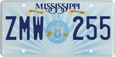 MS license plate ZMW255