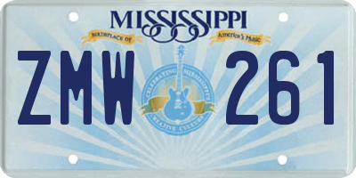 MS license plate ZMW261