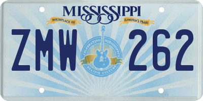 MS license plate ZMW262
