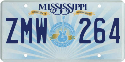 MS license plate ZMW264