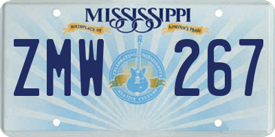 MS license plate ZMW267
