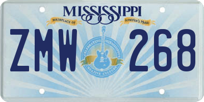 MS license plate ZMW268