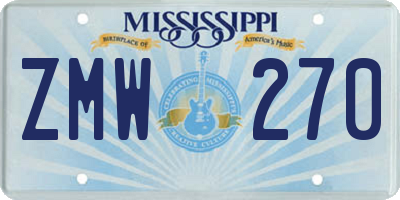 MS license plate ZMW270