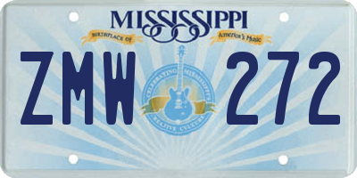 MS license plate ZMW272
