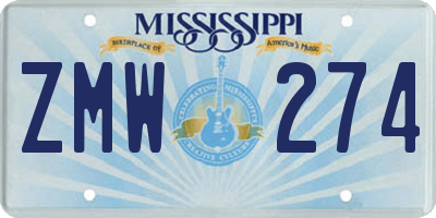 MS license plate ZMW274