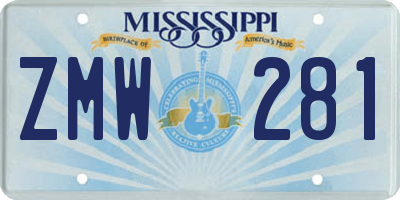 MS license plate ZMW281