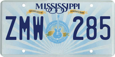 MS license plate ZMW285
