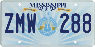 MS license plate ZMW288