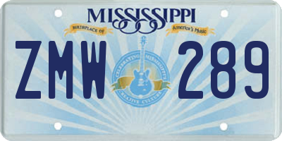MS license plate ZMW289