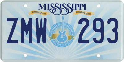MS license plate ZMW293