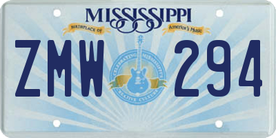 MS license plate ZMW294