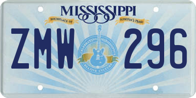MS license plate ZMW296