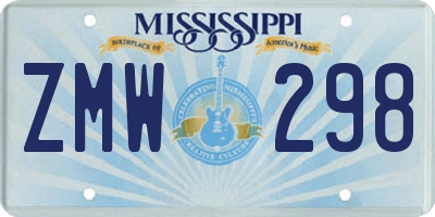 MS license plate ZMW298