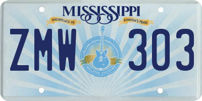MS license plate ZMW303