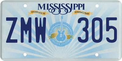 MS license plate ZMW305