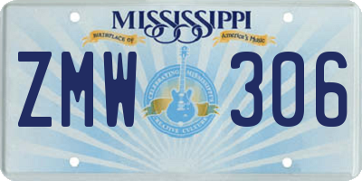 MS license plate ZMW306