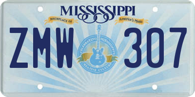 MS license plate ZMW307